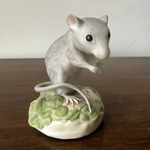 Cybis Porcelain Deer Mouse in Clover‎ Open Edition Vintage 1972
